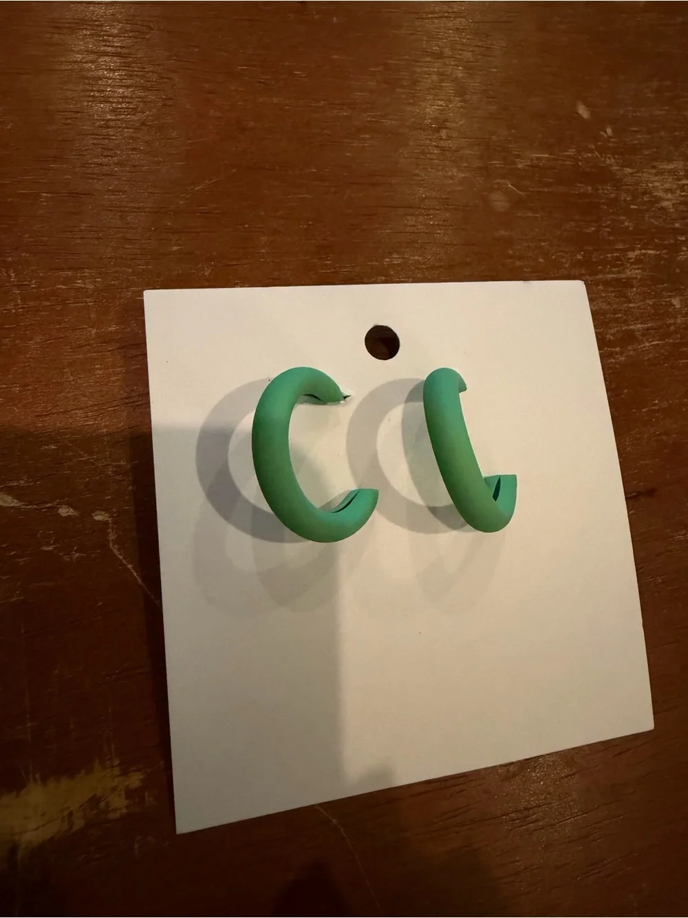 NWT Green Hoop Earrings - Minimal Matte Resin Hoops